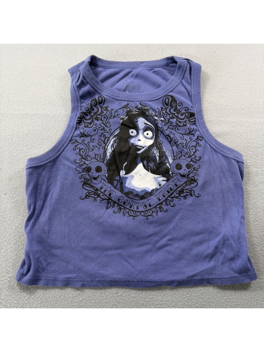 Tim Burton’s Corpse Bride Emily Ribbed Crop Tank Top
